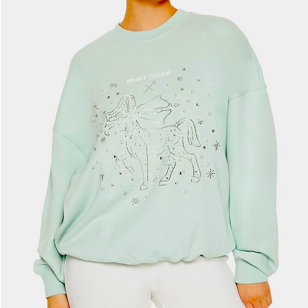Forever 21 Mint Green Zodiac Sagittarius Graphic Sweatshirt